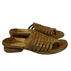 Dansko Tan Leather Slip-On Heeled Sandals Size 38 US 7.5-8 Y2K Coastal Grandma